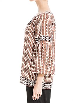 Max Studio Women's Long Sleeve Front Inverted Pleat Blouse